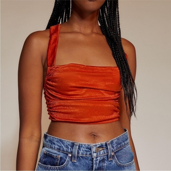Urban Outfitters Out from Under EllaShine Ruched Bustier Orange CorsetCrop Top - Picture 1 of 9